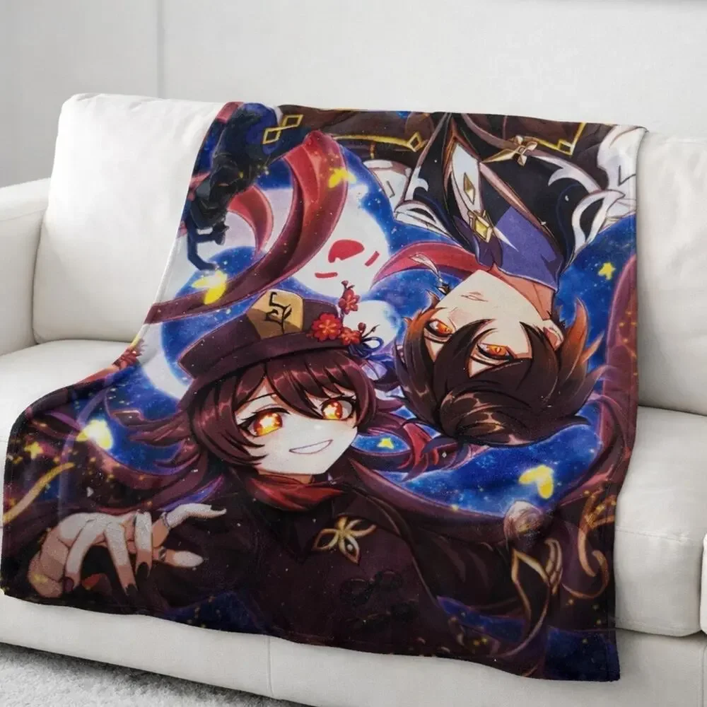 Genshin Impact Anime Throw Blanket 40x50 Hu Tao Zhongli Gaming Gift New